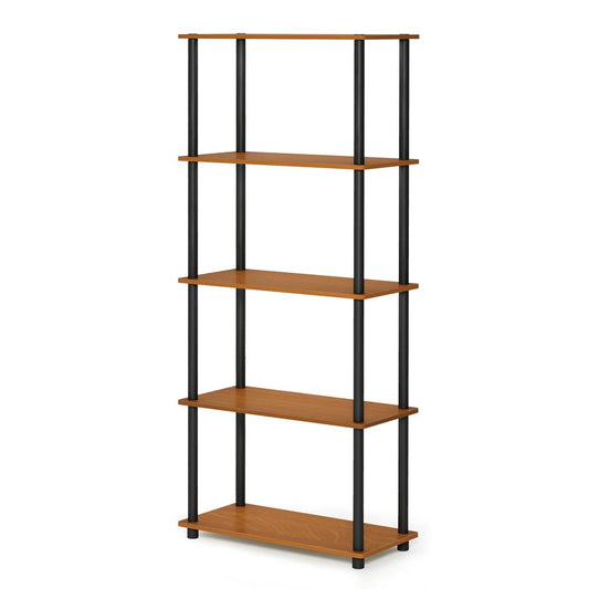 Furinno Turn-N-Tube 5-Tier Multipurpose Shelf Display Rack, Light Cherry/Black, 17091LC/BK