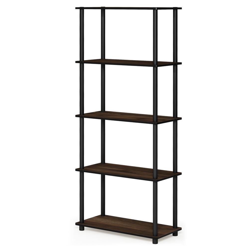 Furinno Turn-N-Tube 5-Tier Multipurpose Shelf Display Rack, Columbia Walnut/Black, 17091CWN/BK