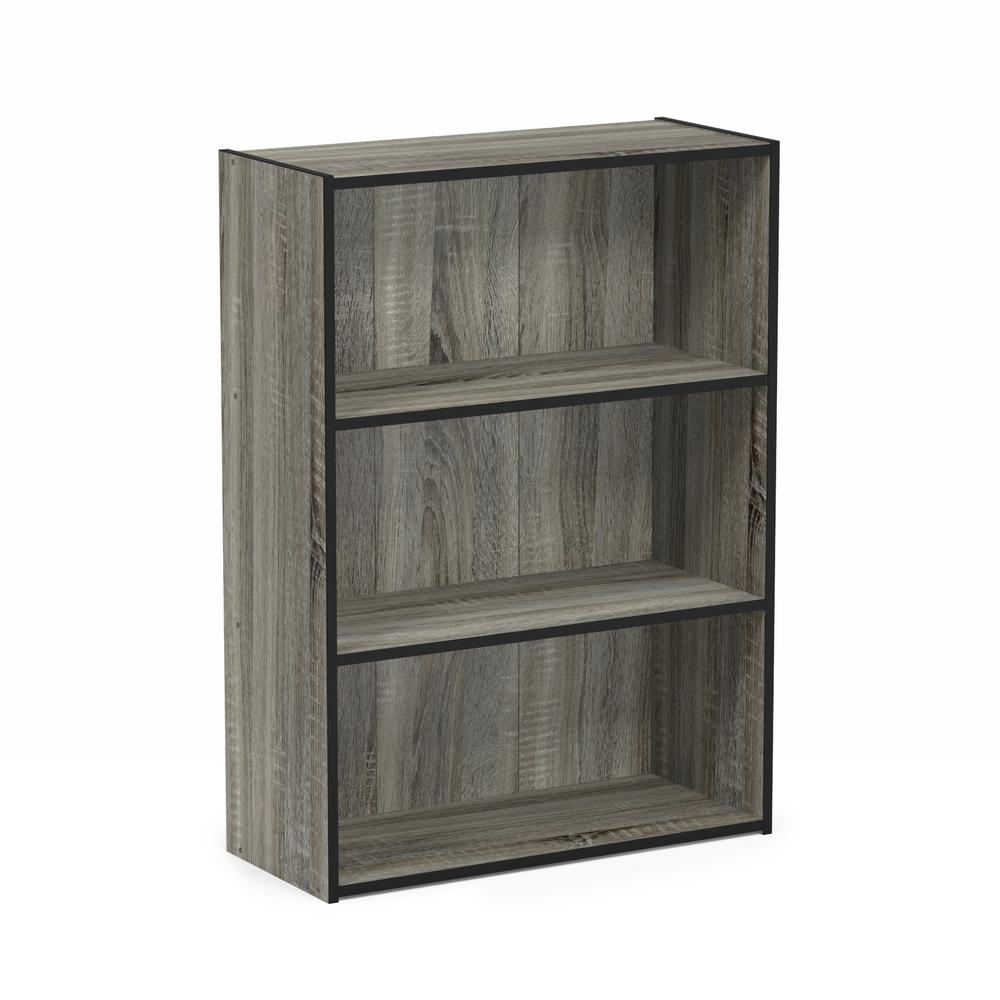 Furinno Pasir 3 Tier Open Shelf Bookcase, French Oak Grey, 11208GYW