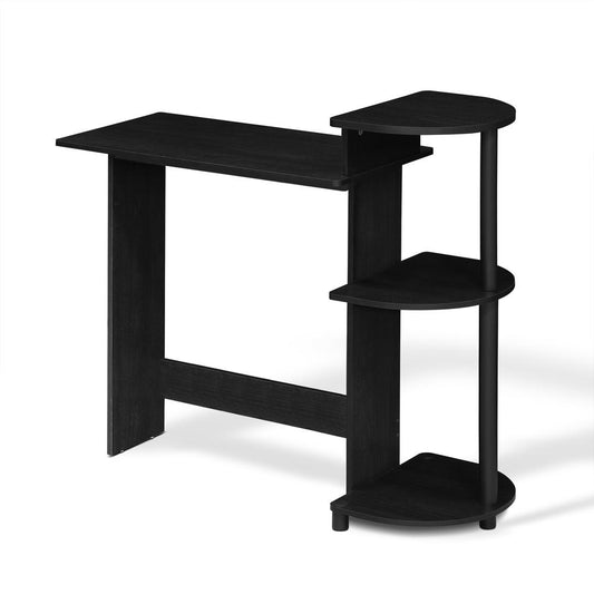 Compact Computer Desk with Shelves, Americano/Black