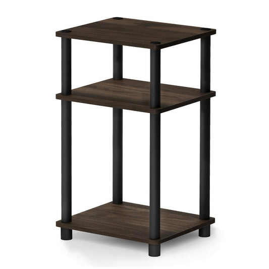 Furinno Just 3-Tier Turn-N-Tube End Table, Columbia Walnut/Brown, 11087CWN/BK