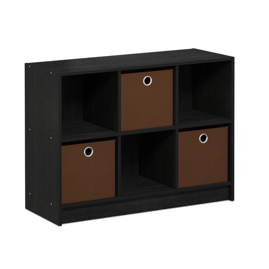 Basic 3x2 Bookcase Storage w/Bins, Americano/Medium Brown