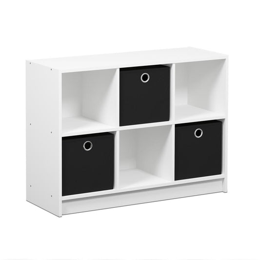 Furinno 99940 Basic 3x2 Bookcase Storage w/Bins, White/Black