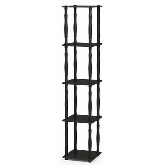 Furinno Turn-N-Tube 5-Tier Corner Square Rack Display Shelf with Classic Tube, Espresso/Black