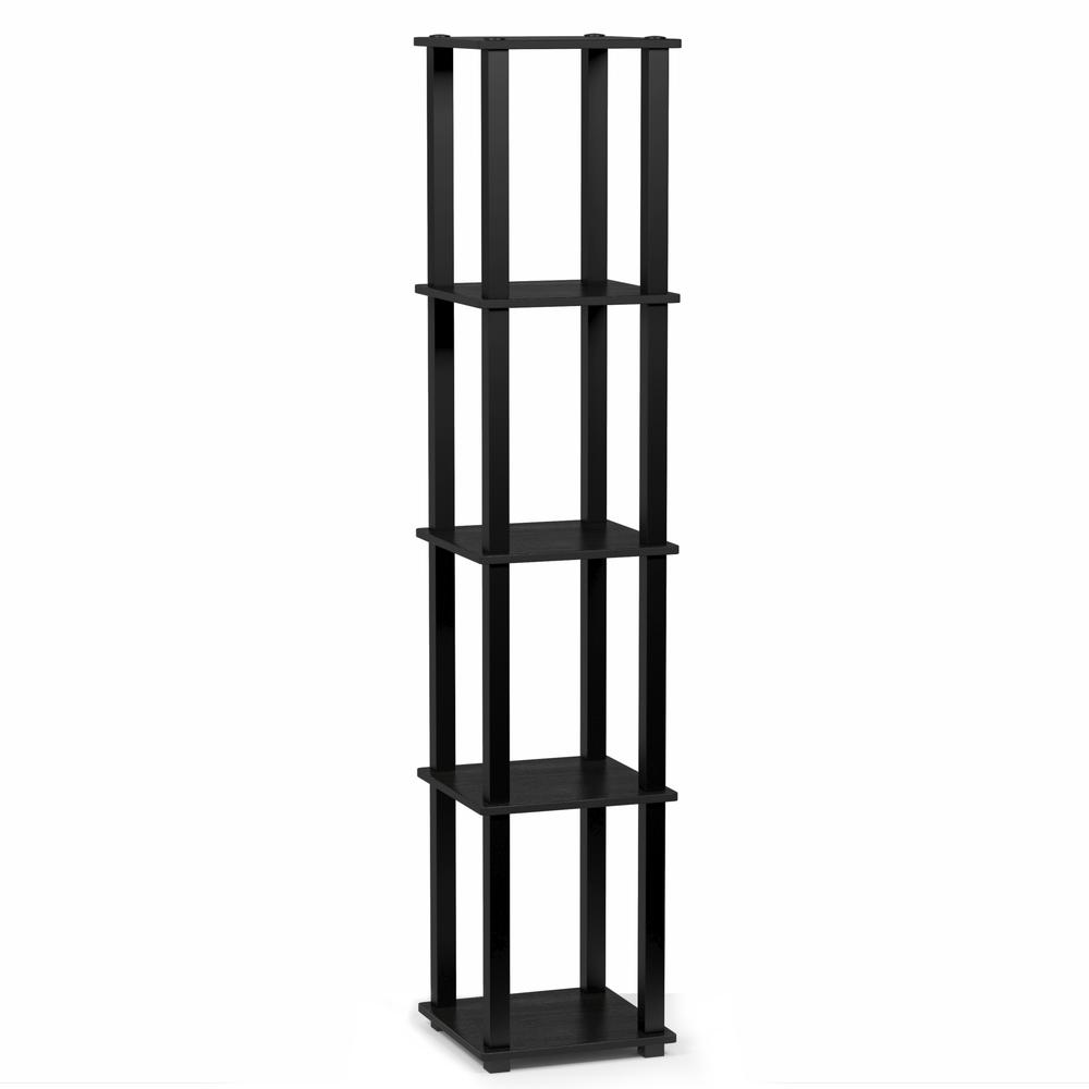 Turn-S-Tube 5-Tier Corner Square Rack Display Shelf with Square Tube, Americano/Black