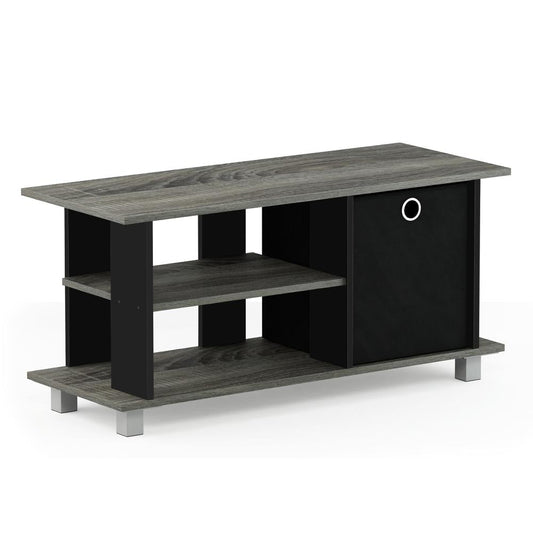 Furinno Simplistic TV Entertainment Center with Bin Drawers, French Oak/Black