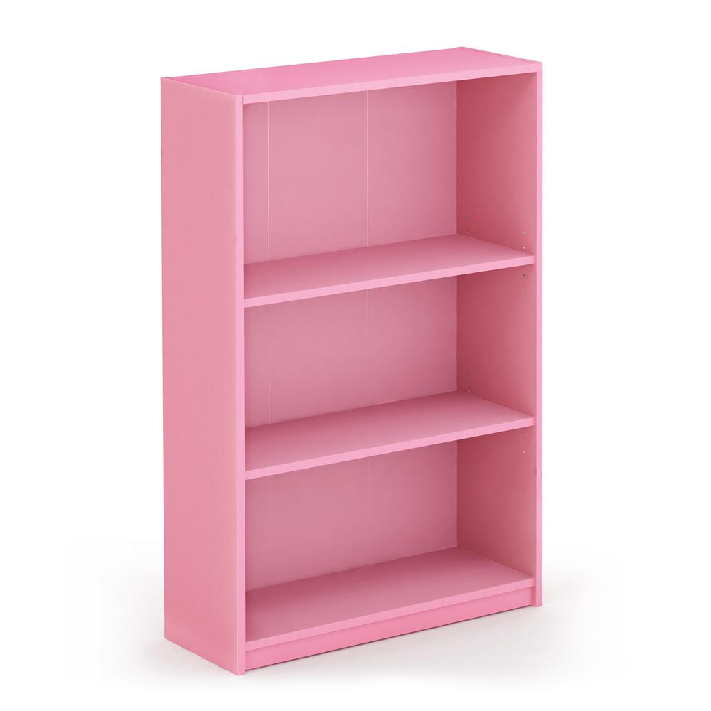 Furinno JAYA Simple Home 3-Tier Adjustable Shelf Bookcase, Pink, 14151R1PI