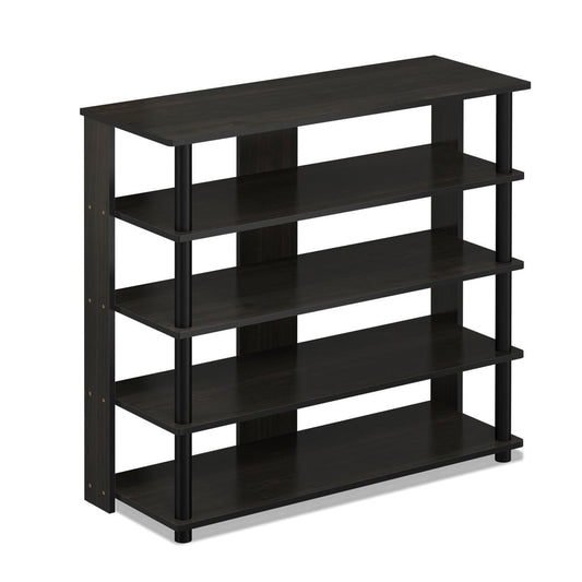 Turn-N-Tube 5 Tier Wide Shoe Rack, Espresso/Black