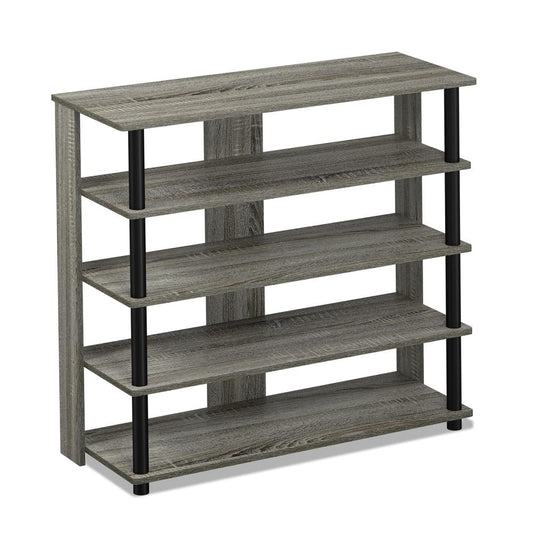 Turn-N-Tube 5 Tier Wide Shoe Rack, French Oak Grey/Black