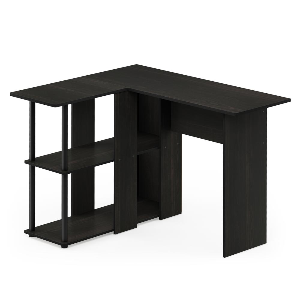 Abbott L-Shape Desk with Bookshelf, Espresso/Black, 17092EX/BK