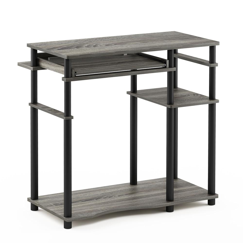 Abbott Computer Desk with Bookshelf, French Oak Grey/Black, 17097GYW/BK