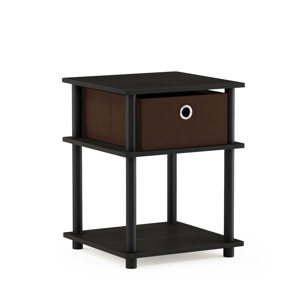 Turn-N-Tube 3-Tier End Table with Storage Bin, Espresso/Black/Brown, 18063EX/BK/BR