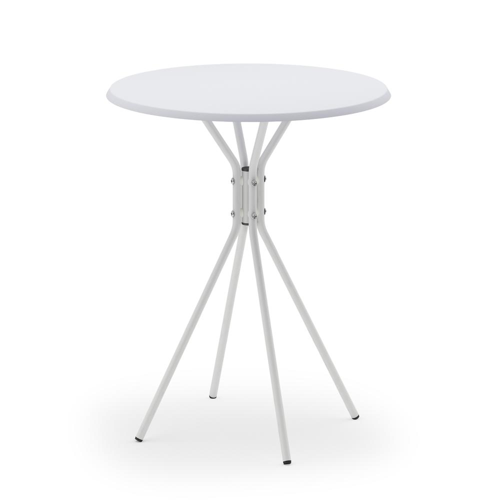 Theo Round Side Table with Crossed Legs, White