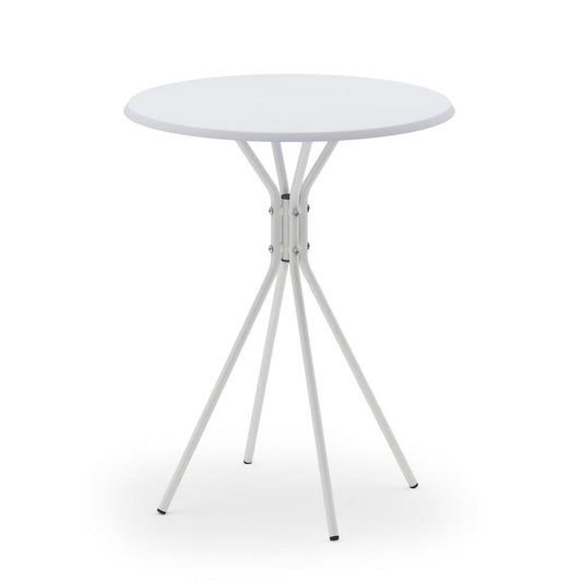 Theo Round Side Table with Crossed Legs, White