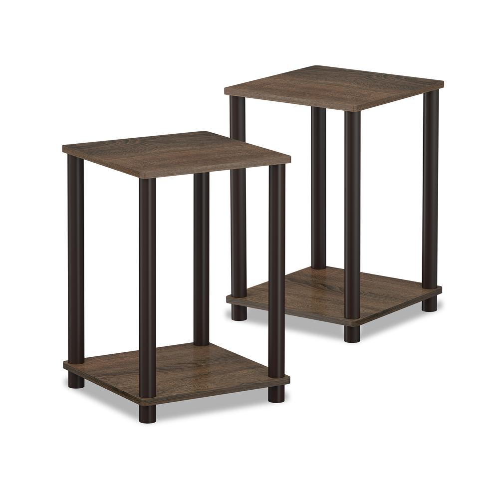 Furinno Turn-N-Tube Haydn End Table, Walnut/Brown, Set of 2