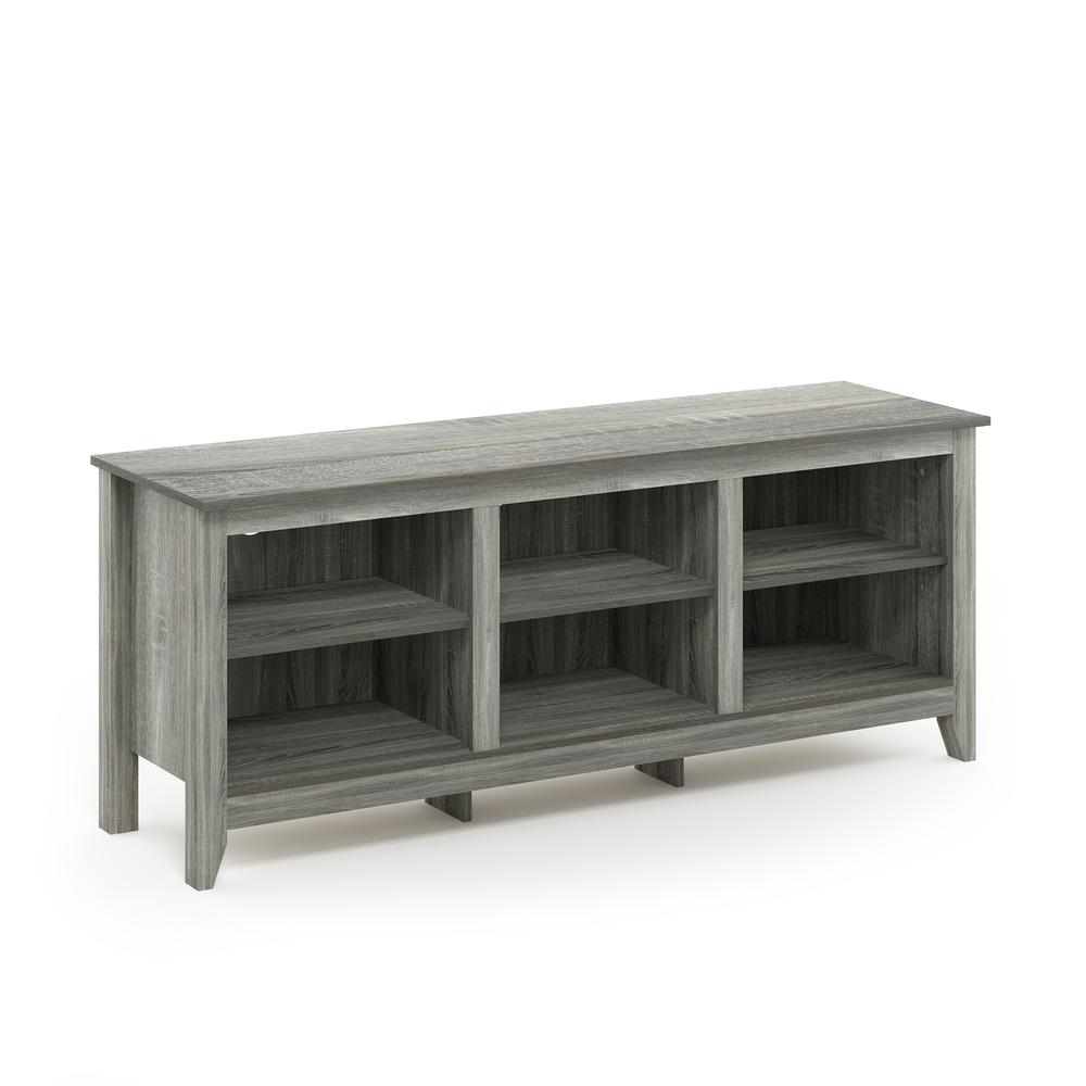 Furinno Jensen TV Stand with Shelves, for TV up to 60 Inch, French Oak Grey