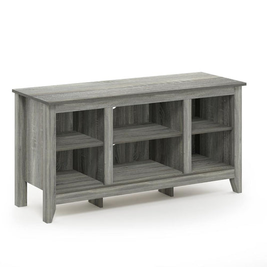 Furinno Jensen TV Stand with Shelves, for TV up to 47 Inch, French Oak Grey