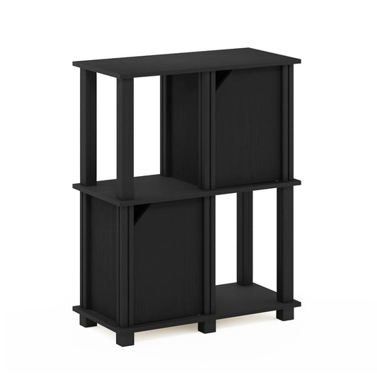 Furinno Brahms 3-Tier Storage Shelf with 2 Doors, Black Oak/Black