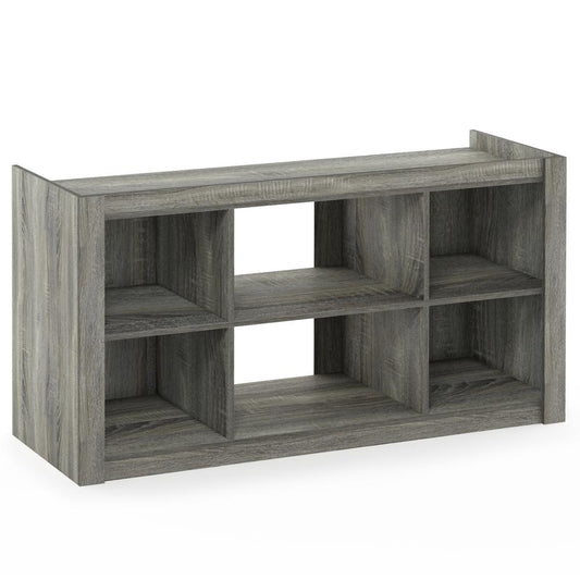 Furinno Fowler Multipurpose TV Stand Bookshelves, French Oak Grey