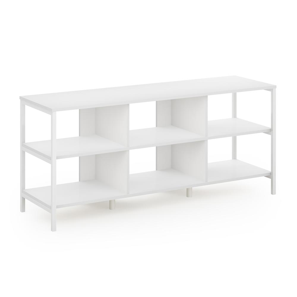 Furinno Camnus Modern Living TV Stand for TVs up to 60 Inch, Solid White/White