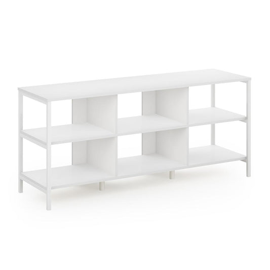 Furinno Camnus Modern Living TV Stand for TVs up to 60 Inch, Solid White/White