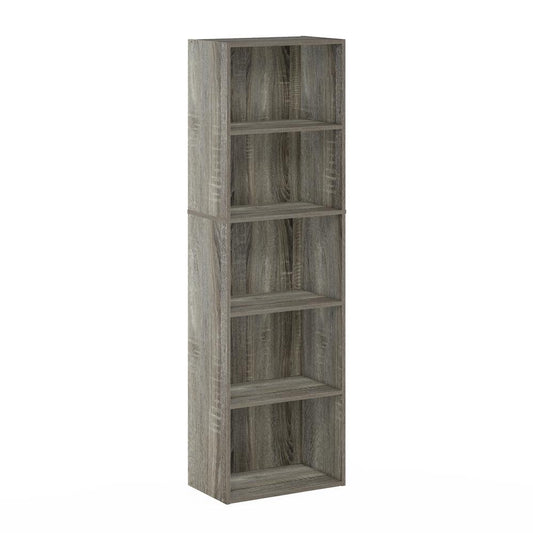 Furinno Luder 5-Tier Reversible Color Open Shelf Bookcase, French Oak