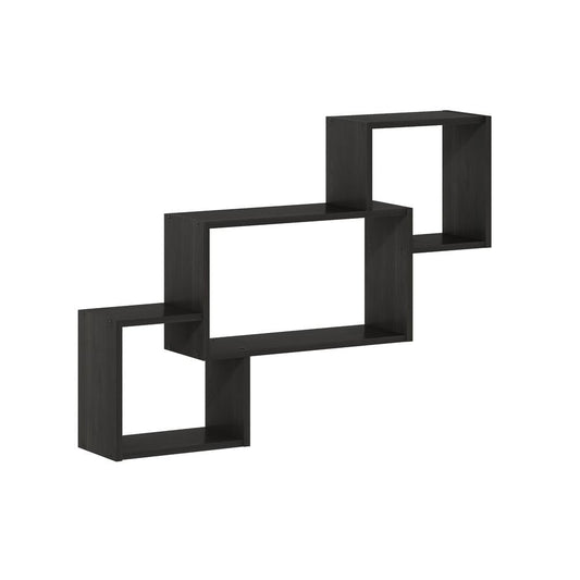 Furinno Rossi Interweave Wall Mount Floating Decorative Shelf, Set of 3, Espresso