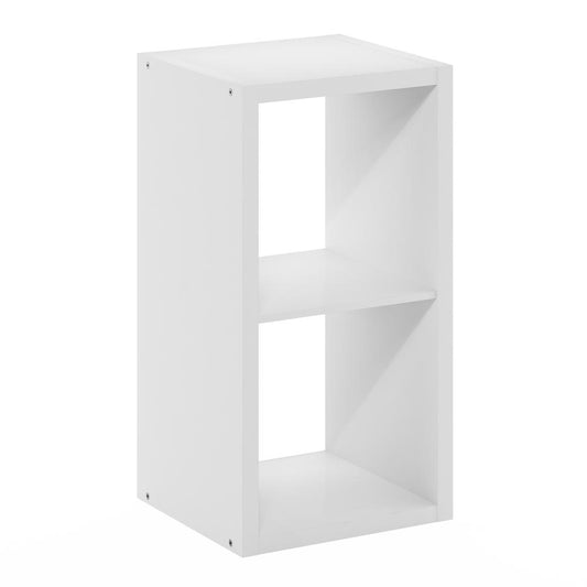 Furinno Cubicle Open Back Decorative Cube Storage Organizer, 2-Cube, White