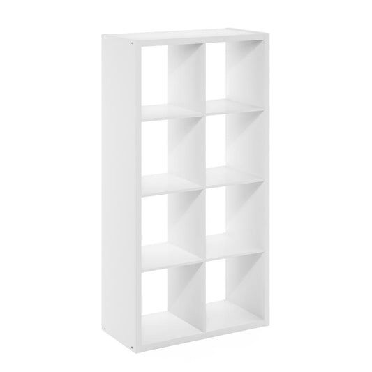 Furinno Cubicle Open Back Decorative Cube Storage Organizer, 8-Cube, White