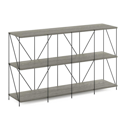 Furinno Besi 4 x 2 Industrial Multipurpose Shelf Display Rack with Metal Frame, Finn Oak