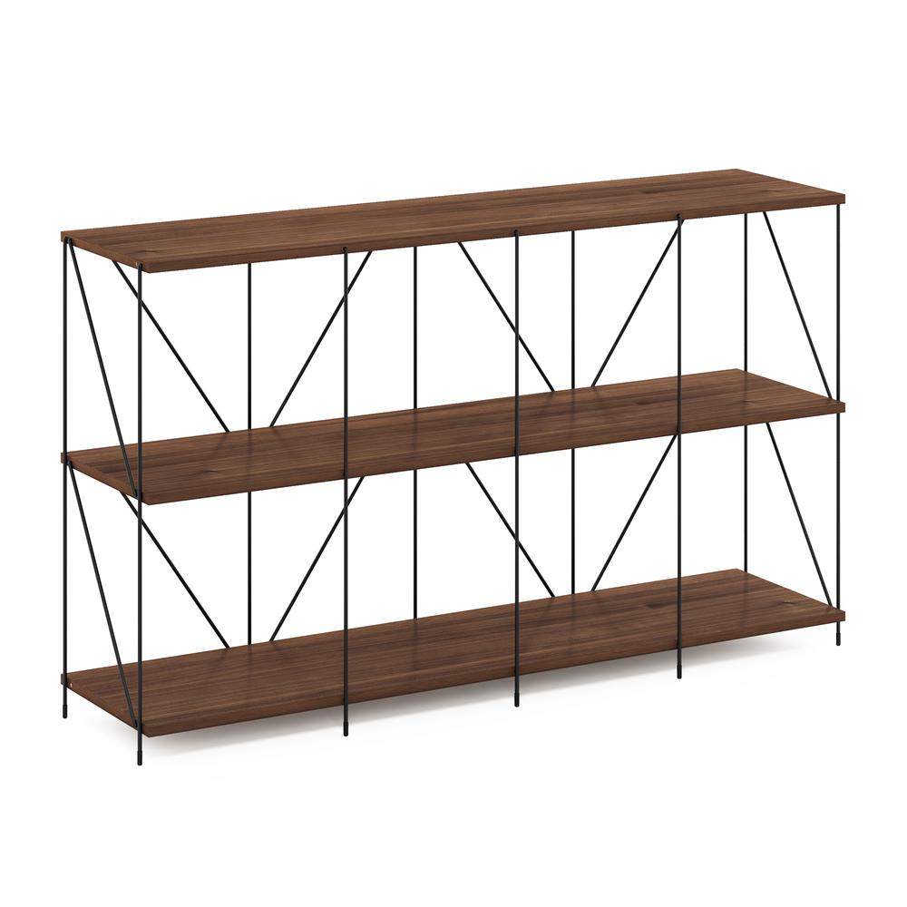 Furinno Besi 4 x 2 Industrial Multipurpose Shelf Display Rack with Metal Frame, Walnut Cove