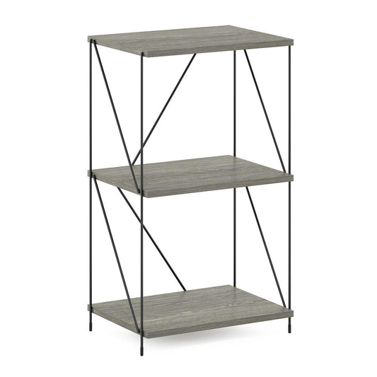 Furinno Besi 3-Tier Industrial Multipurpose Shelf Display Rack with Metal Frame, Finn Oak