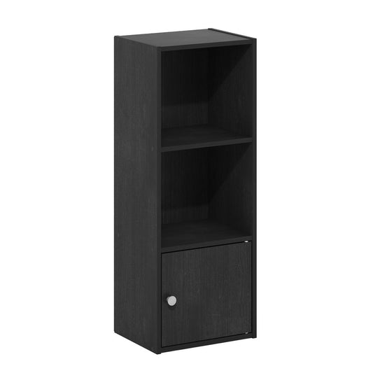 Furinno Luder 3-Tier Shelf Bookcase with 1 Door Storage Cabinet, Blackwood