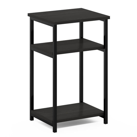 Furinno Just 3-Tier Industrial Metal Frame End Table with Storage Shelves, 1-Pack, Espresso