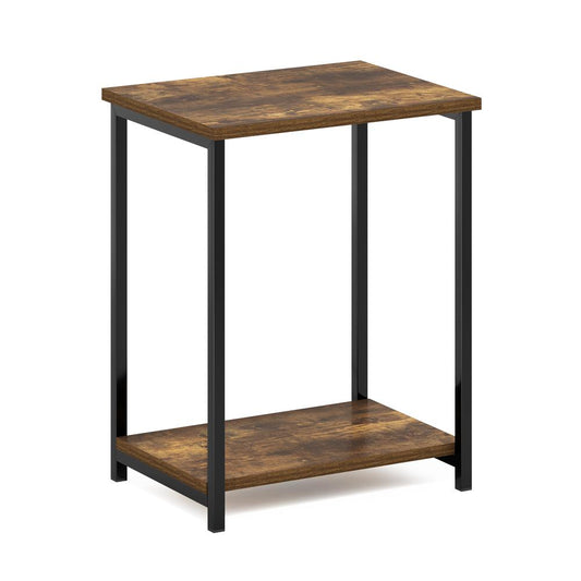 Furinno Simplistic Industrial Metal Frame End Table, 1-Pack, Amber Pine