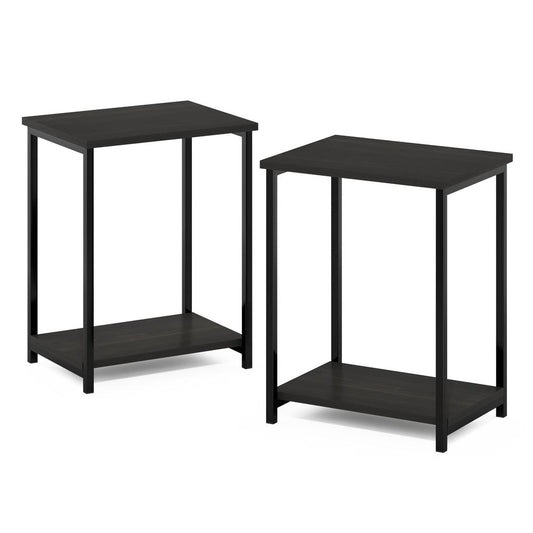 Furinno Simplistic Industrial Metal Frame End Table, 2-Pack, Espresso