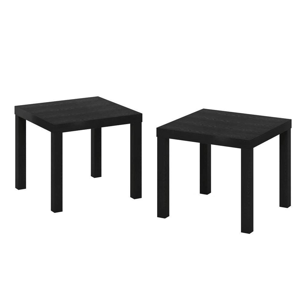 Furinno Classic Homey Square Side Table, Set of 2, Black