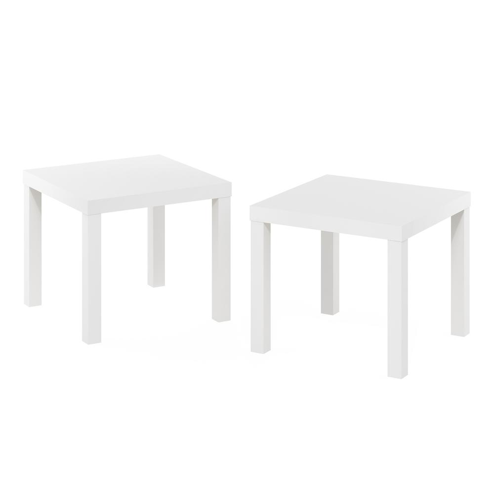 Furinno Classic Homey Square Side Table, Set of 2, White