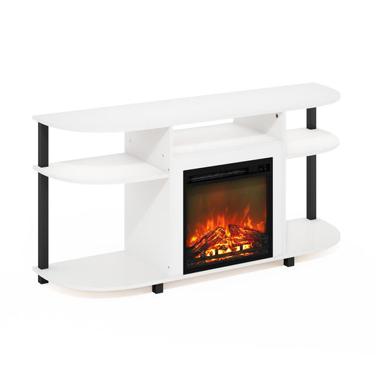 Entertainment Center Stand with Fireplace for TV up to 55 Inch, Solid White