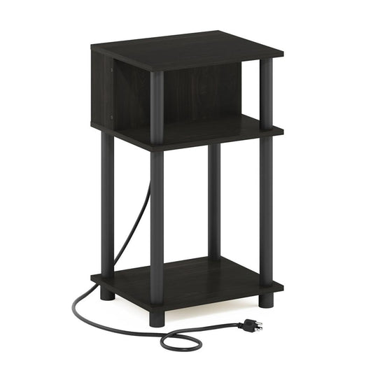 Just 3-Tier Turn-N-Tube Open Storage End Table, Espresso/Black