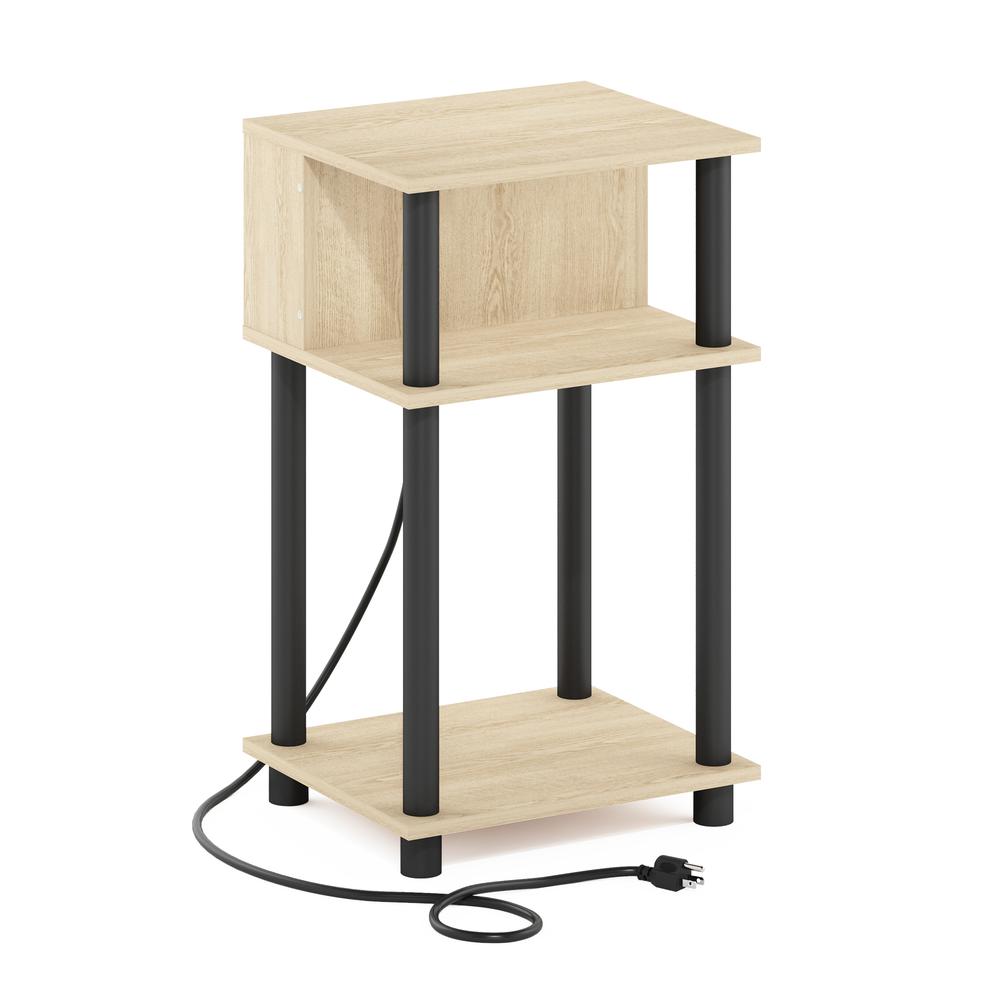 Just 3-Tier Turn-N-Tube Open Storage End Table, Bauhaus Oak/Black