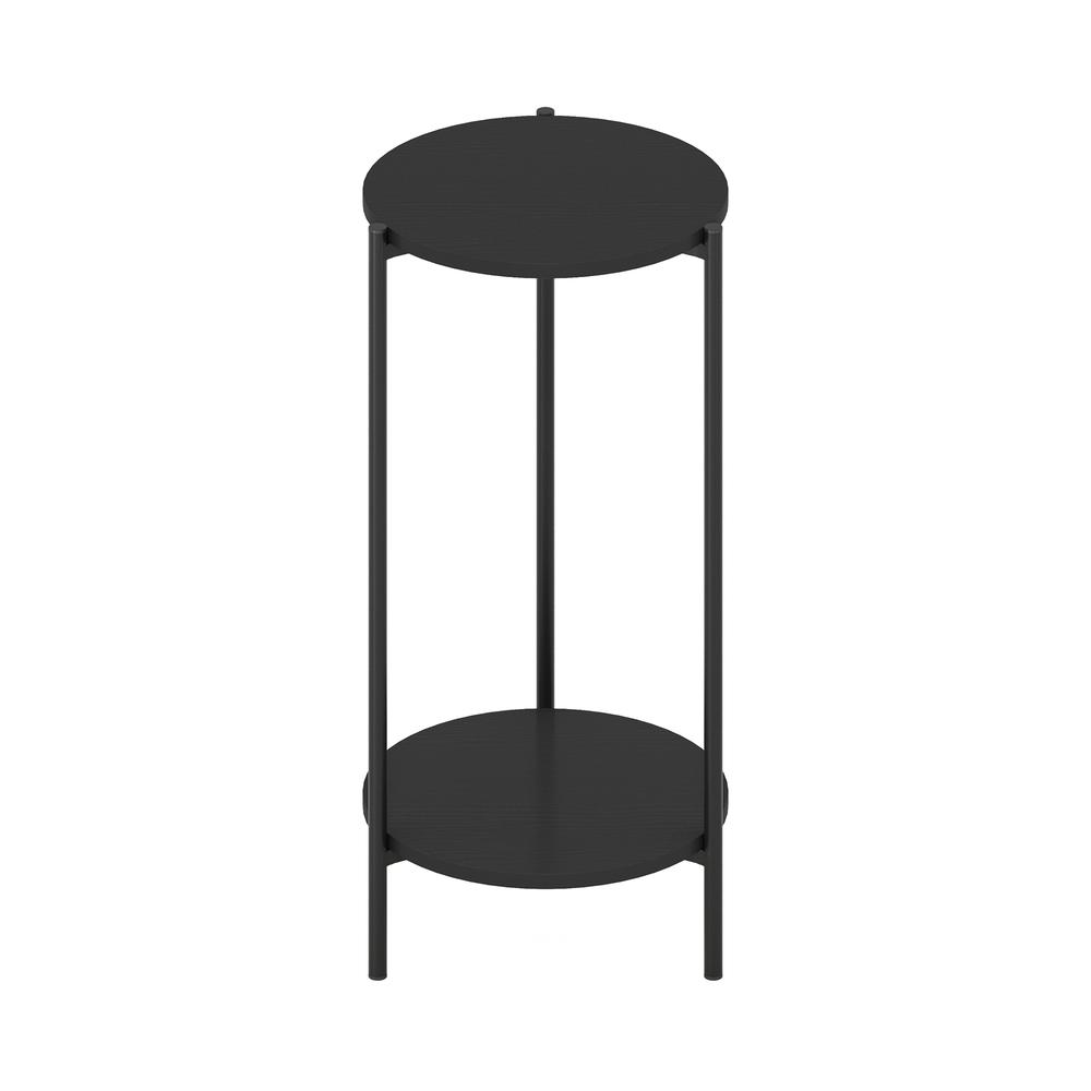 Besi 2-Tier Modern Tall Round Side End Table with Sturdy Metal Legs, Americano