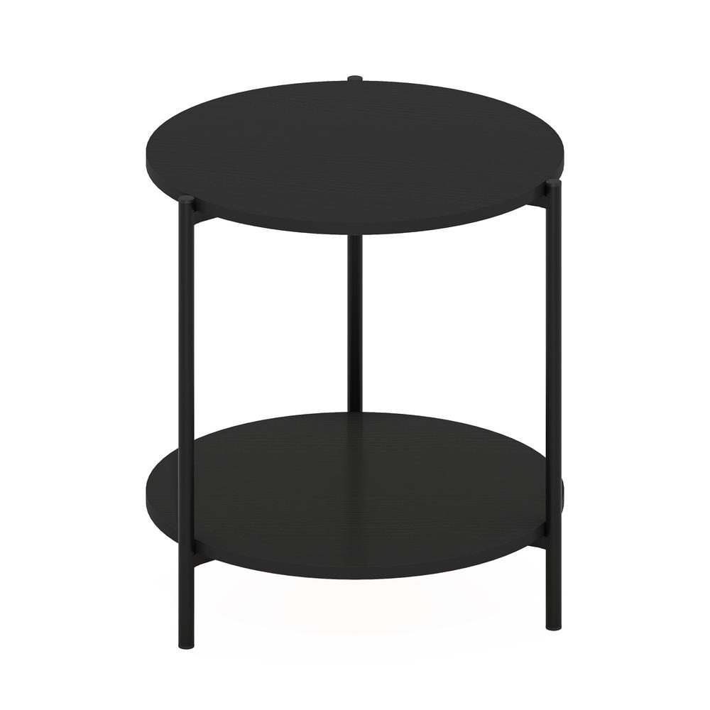 Besi 2-Tier Modern Round Side End Table with Sturdy Metal Legs, Americano