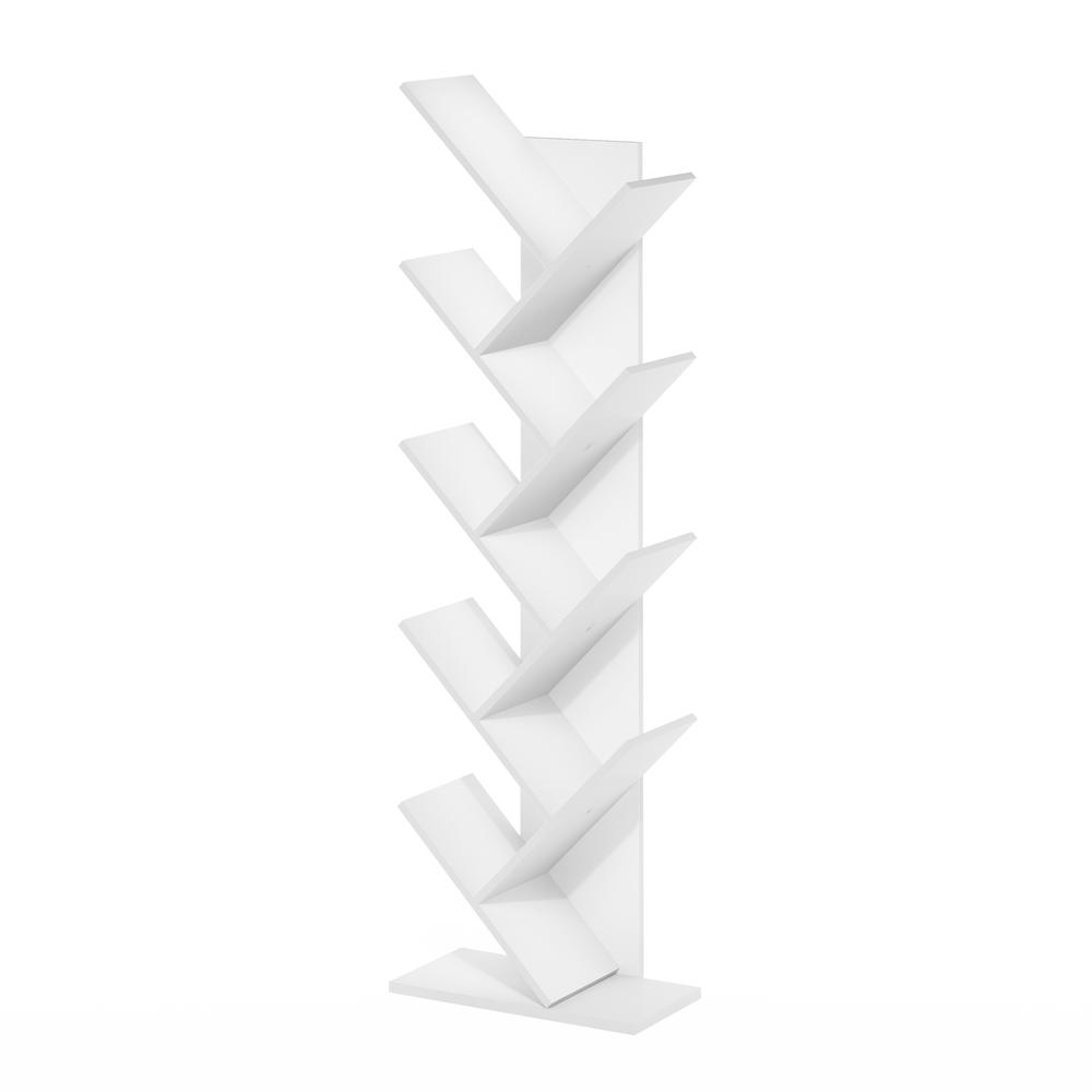 Tree Bookshelf 9-Tier Floor Standing Tree Bookcase, White