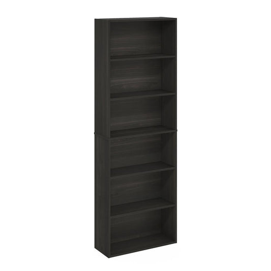 JAYA Simply Home Free Standing 6-Tier Open Storage Bookcase, Espresso