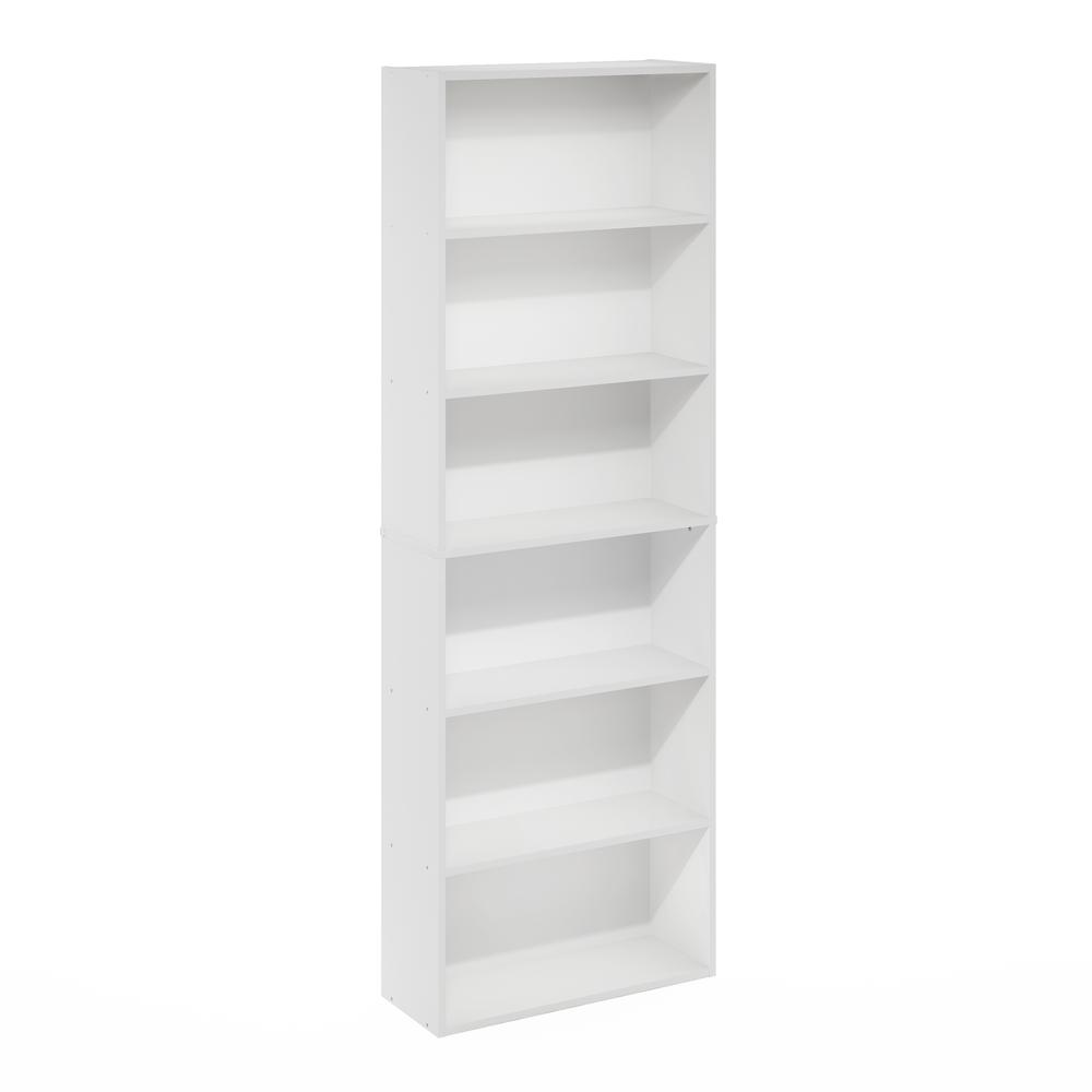 JAYA Simply Home Free Standing 6-Tier Open Storage Bookcase, White