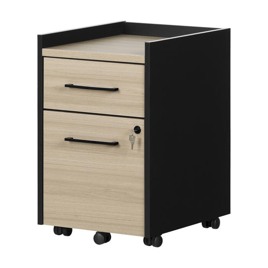 Kozack 2-Drawer Mobile File Cabinet, Soft Elm and Matte Black