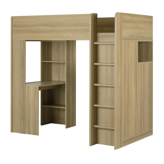 Logik Loft Bed with Desk, Natural Ash