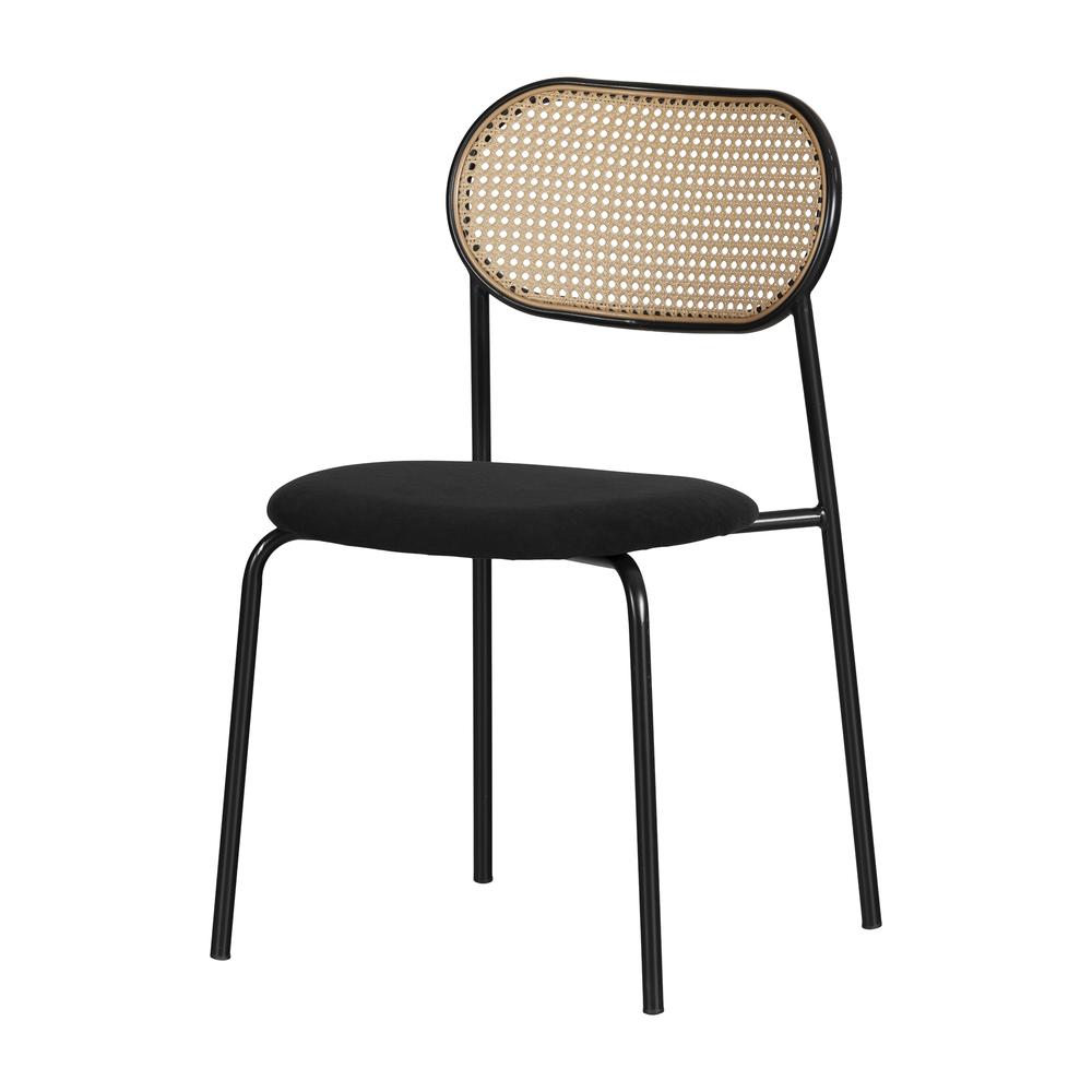 Hype Rattan Dining Chair - Set of 2, Black and Natural