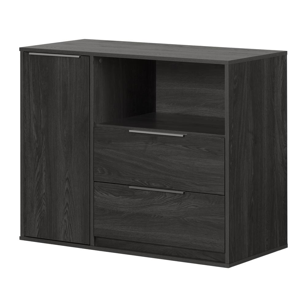 Hourra 2-Drawer Dresser with Door, Gray Oak